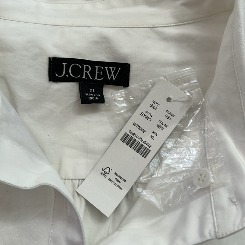 J. Crew - Amelia Crisp White Ruffled Hemline Button Down Midi Shirt-Dress - Picture 7 of 9